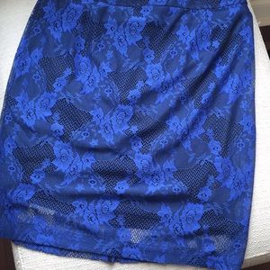 Lapis lace pencil skirt